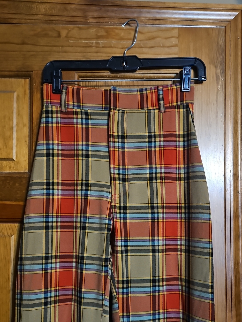 Free People Plaid Jules Wide-Leg Trouser High-Rise Pants-NWOT - Picture 6 of 13